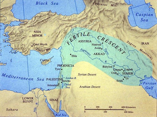 The fertile crescent In the spring, the rivers often flooded, leaving behind rich soil for farming.