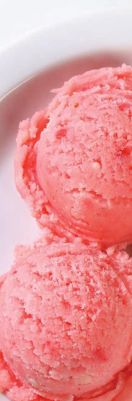 STRAWBERRY ORANGE SORBET Servings: 3 4 Time: 30 minutes active; 3 4 hours inactive DESSERTS ORANGE ESSENTIAL OIL INGREDIENTS: 1 cup water 1/2 cup organic blue agave syrup 2 3/4 cups sliced