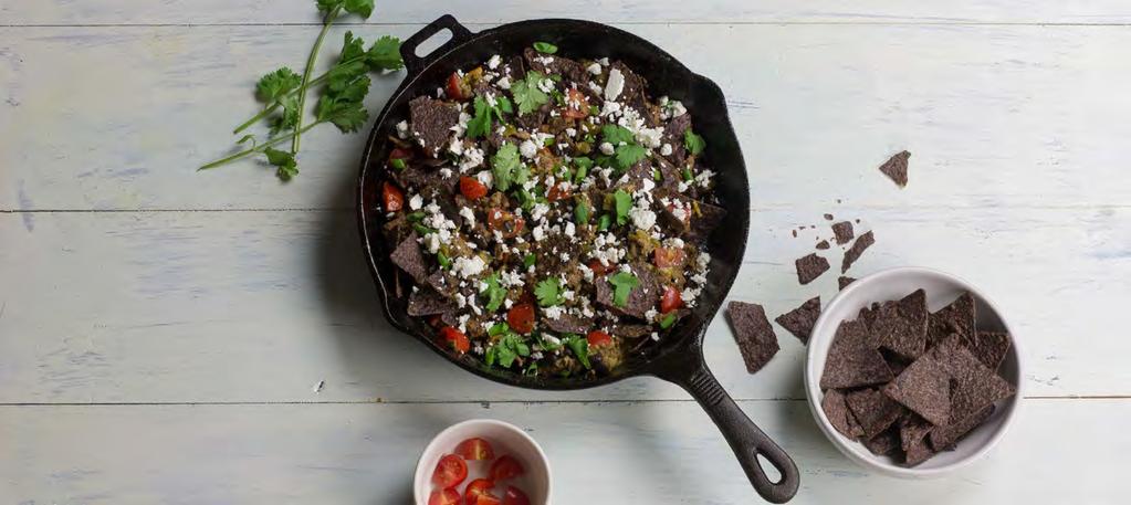 MAKE FRESH DINNERS - APRIL 2017 CHILAQUILES Calories 350; Fat 16g; Saturated Fat 8g; Carbohydrates 24g; Fiber 6g; Protein 29g; Cholesterol 85mg; Sodium 540mg Grocery List WILDTREE PRODUCTS Queso