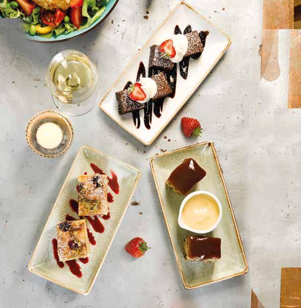 sweet petite Choose Sweet for sharing 3 FOR 7 Warm Brownie Bites V 2.99 With whipped double cream Clotted Cream Cheesecake Bites V 2.99 With a fruity raspberry coulis Cookie Crumb Profiteroles V 2.