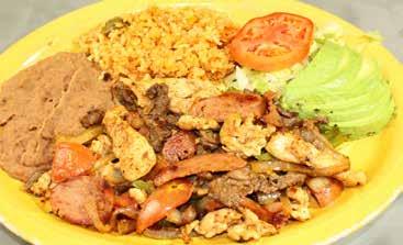 No. 15 Steak Ranchero Steak chunks cooked with spicy sauce. Served with rice, beans & guacamole. $7.99 No.