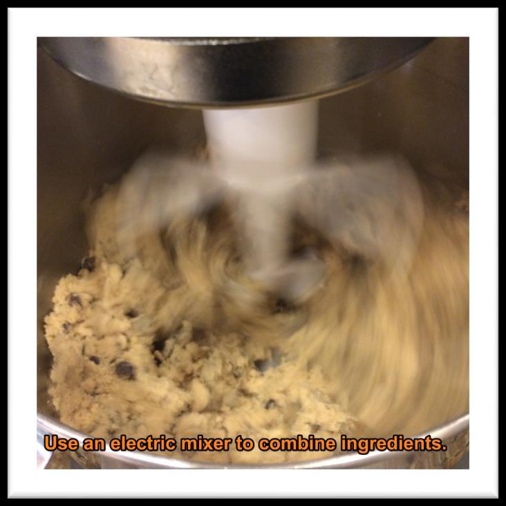 Chapter 1: Ingredients and General Directions Chocolate chip cookies are made with flour, a leavening agent (like baking powder), salt, sugars, eggs, vanilla extract, and chocolate chips.