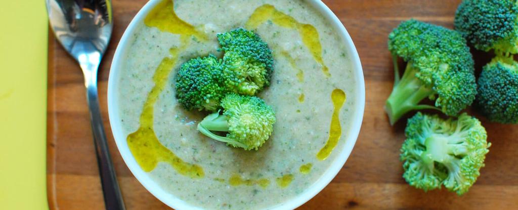 Cream of Broccoli Soup 10 ingredients 30 minutes 8 servings Throw your chopped onion, carrot, celery and broccoli in a large pot. Pour in water and add the dried basil and sea salt.