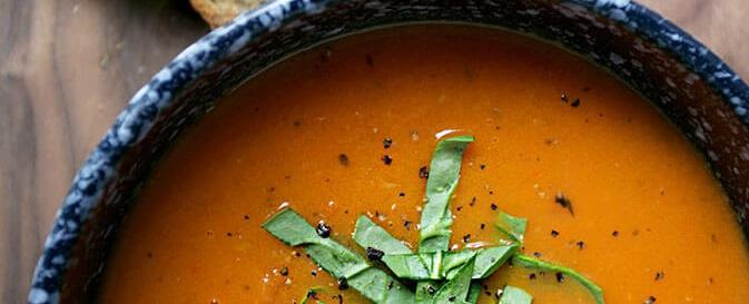 Creamy Roasted Tomato Soup 13 ingredients 1 hour 8 servings 4. Preheat the oven to 410. Toss your tomatoes, onion and garlic cloves in olive oil and season with sea salt and pepper.