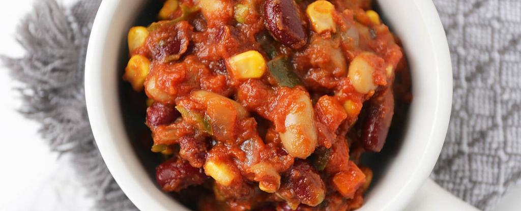 Slow Cooker Vegan Chili 13 ingredients 8 hours 8 servings Add whole tomatoes with juice to the slow cooker and roughly crush with your hands. Add remaining ingredients and stir until combined.