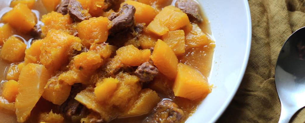 Slow Cooker Beef & Butternut Squash Soup 4 ingredients 8 hours 8 servings Heat a skillet over medium heat. Add the beef and cook for 2-3 minutes, to brown.