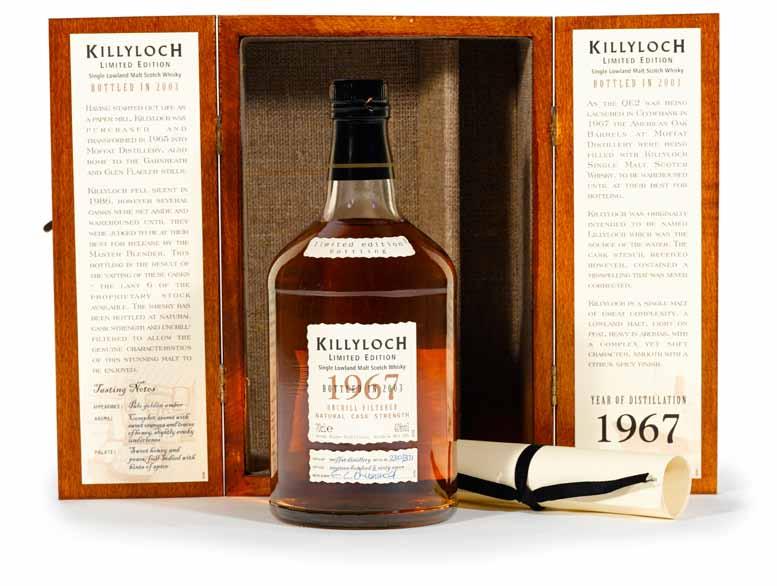 495 Inverleven- 15 years old (1) Inverleven- 26 years old (1) DT. $150-250 496 Killyloch 1967-36 years old PC. Bottled 2003. Bottle #230/371. 70cl. 40%.