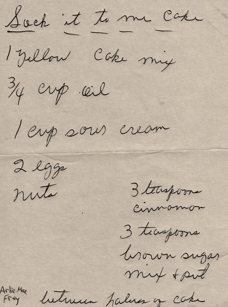 Glimpsing the Past Through Recipes Sock It to Me Cake --- --- --- --- Mix the five ingredients below.