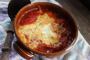 Mediterranean baked eggs 1 tsp ghee or coconut oil 1/2 a red onion, finely chopped 1/2 a red bell-pepper, finely sliced 1/2 a yellow bell-pepper, finely sliced 4 garlic cloves, finely chopped 400g