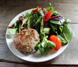 Minted lamb burgers 2 tsps butter or coconut oil 500g lean lamb mince 1 small white onion, very finely chopped handful fresh mint leaves, very finely chopped 1/2 tsp sea salt MAKES 4 BURGERS Mix all
