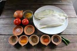 SERVES 2 Place the fish in a bowl and add the cayenne pepper and salt. Mix the mustard and water together in a jug and add half of the mixture to the fish. Stir well.