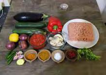 medium aubergine, diced 2 medium courgettes, sliced 20g fresh coriander, chopped SERVES 4 In a large bowl, mix the lamb mince with half of the sea salt, half of the curry powder, and one a third of