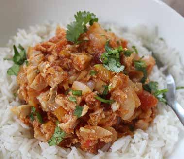 Fish masala 1 tsp ghee or coconut oil 1 white onion, finely chopped 2 garlic cloves, finely chopped 10g fresh ginger, finely chopped 1/2 a yellow bell-pepper, chopped 2 green chillis, finely chopped