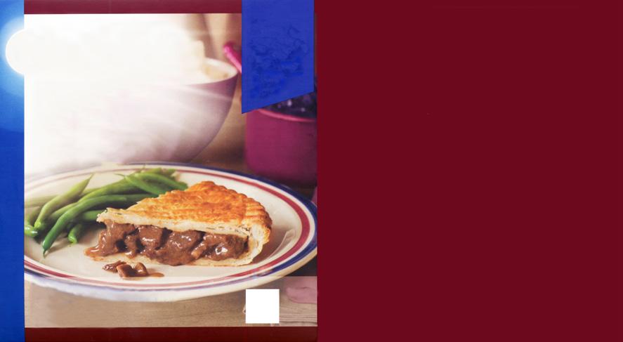 Freezable Deep Fill STEAK & KIDNEY Puff Pastry Pie ENERGY FAT SATURATES SUGARS SALT HIGH HIGH LOW MED 29kJ 524kcal 28.2g.2g 2.4g.