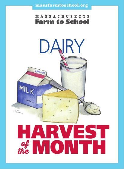 March Local Harvest Dairy! Each day, a cow produces 6.3 gallons of milk, eats about 100 pounds of food, and drinks 30-50 gallons of water! Where do you find dairy in your meals?