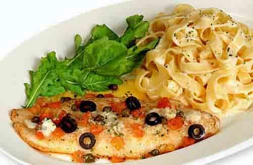 Preparation time: 10 min Cooking time: 15 min Servings: 4 Broiled Swordfish Steak with Garlic and Olives ½ cup black or Greek olives, diced Turn on broiler.