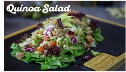 Casual Outdoor Menu Salads & Starters (HOMEMADE SAUCES, FRESH INGREDIENTS) Quinoa salad (QUINOA ON A THRONE MADE OF RADICCHIO AND