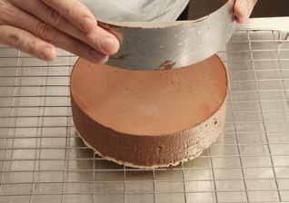 Put the icing sugar, butter, ground To assemble the entremet: 5 Place a chocolate disc on top of the set wasabi crémeux. Top with a disc of the cut pain de gene sponge.