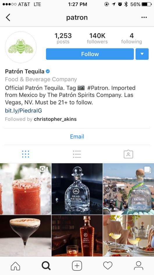 For Patron this translates into posts about how customers can create their own custom cocktails