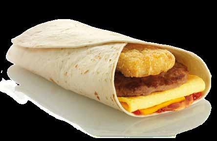 Breakfast Breakfast Wrap with Tomato Ketchup or Brown Sauce Large Tortilla Wrap: EITHER: WHEAT Flour (contains Calcium Carbonate, Iron, Niacin, Thiamin), Water, Humectant (Glycerol), Rapeseed Oil,