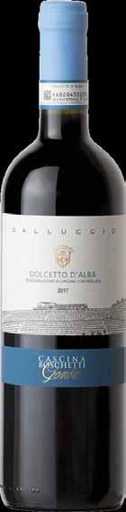 Dolcetto d alba Doc Calcareous marl with layers of sand 100% Dolcetto End september by hand Soft destemming and crushing, maceration on skins for 5-6 days during temperature controlled fermentation