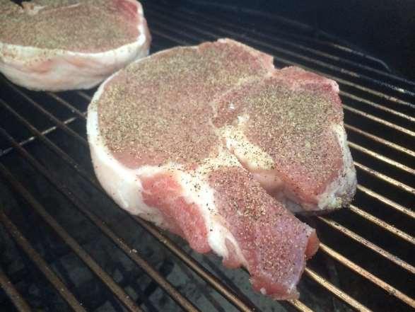 Traditional Smoked Pork Chops Salt a Porterhouse pork chop with 1 teaspoon of Kosher salt on each side of the chop and rest in the refrigerator overnight.