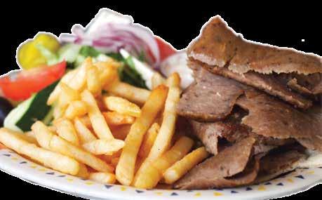 99 Slices of tasty gyro meat, chicken souvlaki, pork tenderloin souvlaki, and grilled shrimp. Served with pita bread and Greek salad, and your choice of fries, rice, or spaghetti.