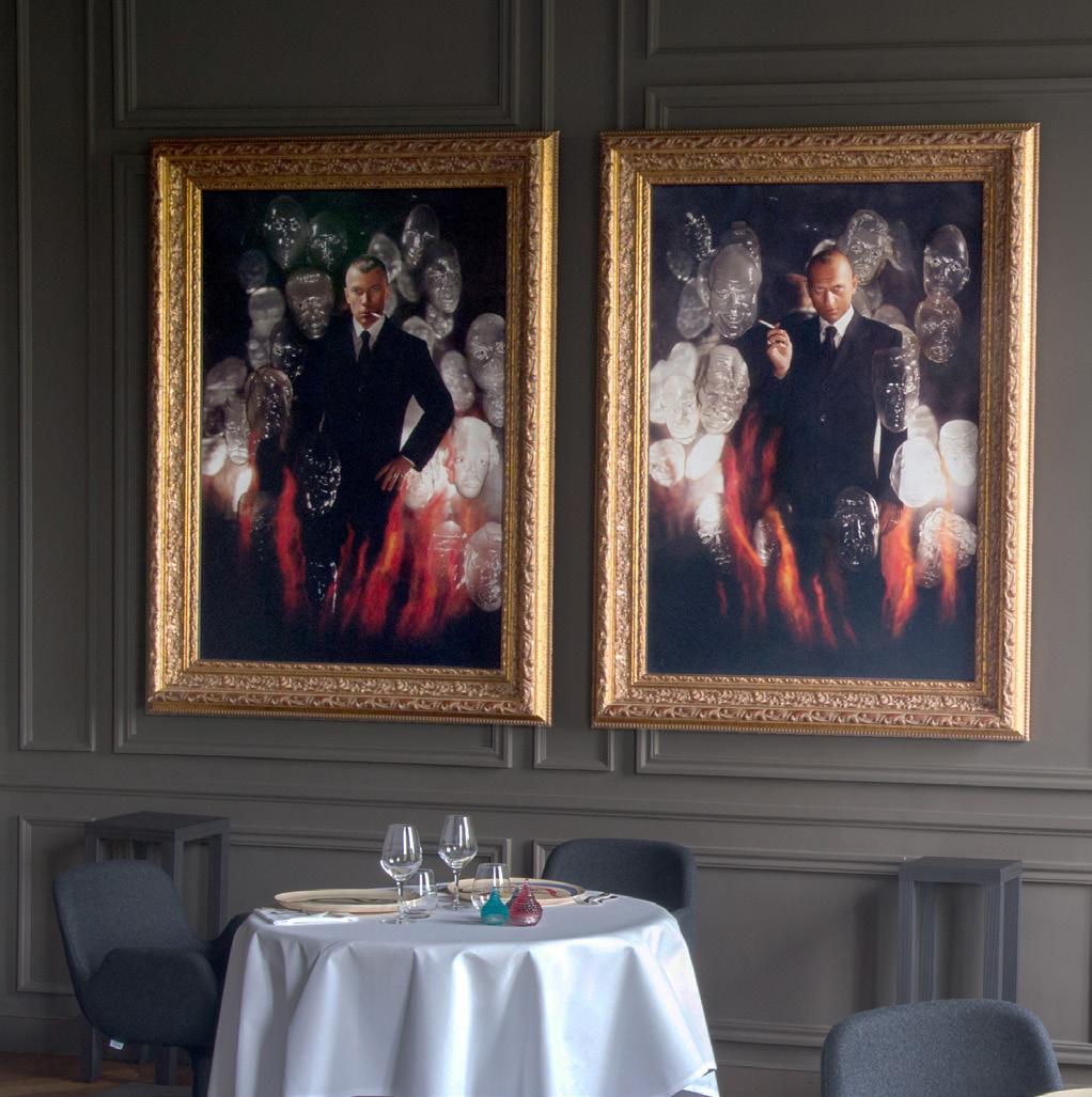 Works of art at Restaurant Guy Savoy Maxence Malbois N 10, Bernard Frize, 2005 Autoportrait à la cigarette, Pierre et Gilles, 1999 THIS IS NOT A LIST (as Magritte would say) - Femme à la coupe (Woman