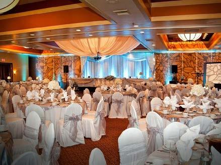 Tablecloths & Napkins Registration, Gift & Cake Tables Sweetheart or Head Table on Risers Complimentary