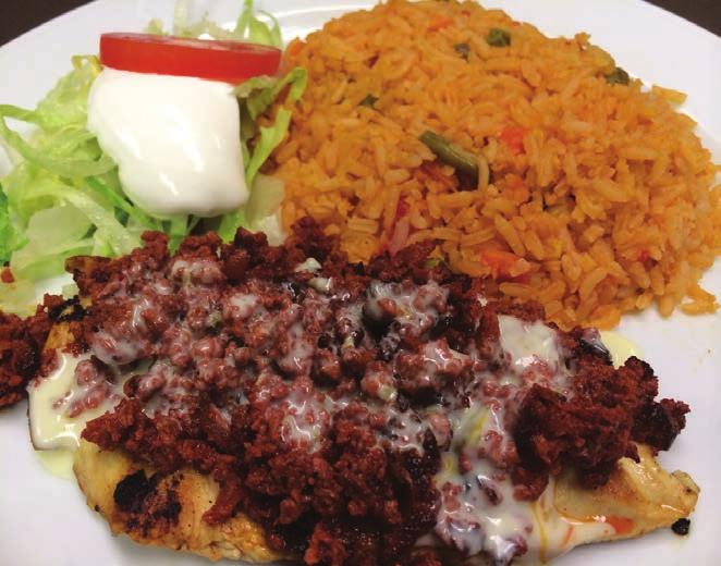 platters are served with your choice of refried beans or charro beans, rice, guacamole salad, pico de gallo, sour cream and tortillas. Carne Asada CARNE ASADA A true Mexican tradition!