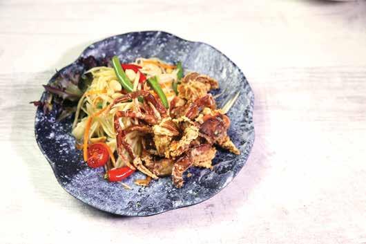 9 Salad of grilled chicken with Thai Herbs and chilli & lime dressing Nahm Tok