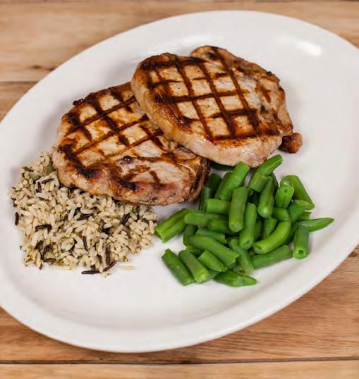 25 PORK CHOPS Two large, lean pork chops, your choice of flame-grilled or hand breaded and fried to a golden brown. 13.95 HAM STEAK The best flavor ever!