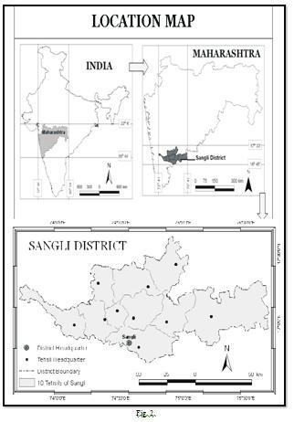 The Sangli district is situated in western part of Maharashtra State. This district consist ten tahsils covering 731 villages. The total area extend is of 8572 sq. km.