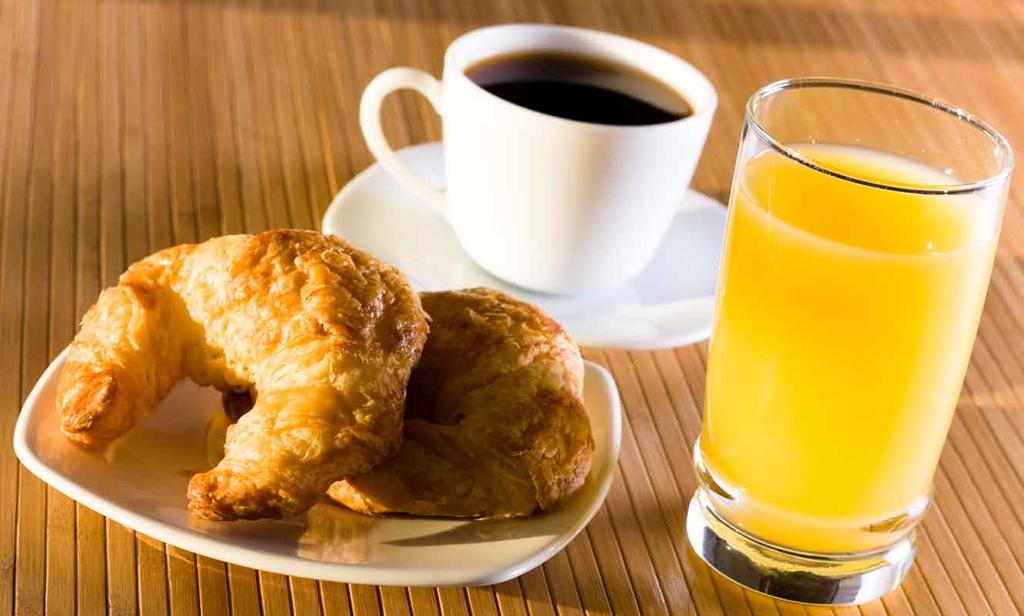 Breakfast From 05:00 am till 12:00 pm Continental Breakfast Choice of Juices (Orange, Apple, Grapefruit, Mango or Strawberry) Bakery Basket (Butter Croissant, Danish Pastry, Bread Rolls & Toast)
