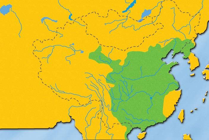 This is a map of the land controlled by the Han dynasty overlayed on China today.
