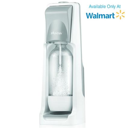 SodaStream Fountain - Starter Kit $110.00 delivered to your home or office. Available in white. The Fountain is Sodastream's newest Home Soda Maker.