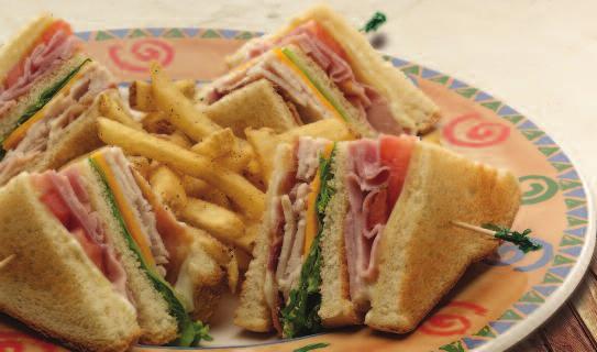 9.99 traditional club sandwich NEW YORK STYLE REUBEN Freshly shaved corned beef,