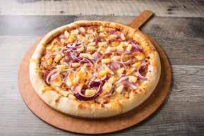 The Big Kahuna Chicken, ham, pineapple, bacon, and red onions with our house Frog Island BBQ sauce and four-cheese blend. Big Kahuna Large Hand Tossed 16.99 Large Thin Crust 16.99 Large Deep Dish 18.