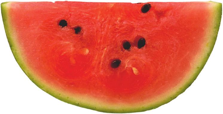 WATERMELON Best clue to ripeness is a yellow or creamy underside, not white or pale green. Heavy with a hard rind.