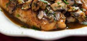 Chicken Florentine Pan seared Chicken Breast topped with Wilted Spinach, Vine Ripe Tomatoes and Light White Wine Parmesan Sauce Chicken Marsala Sautéed Chicken Breast with Wild Mushrooms in a
