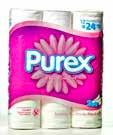 Purex BATHROOM TISSUE 2 ply double roll 3 ply ultra or envirocare Dempster s SLICED BREAD white 570 g 12 100% whole grain wht 5.