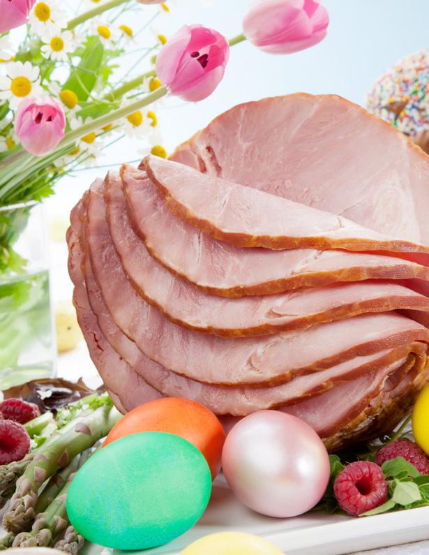 HAMMING IT UP THIS EASTER COMMONLY FOUND on breakfast and lunch menus throughout the year, Ham shines as the main holiday entrée in most Easter feasts.