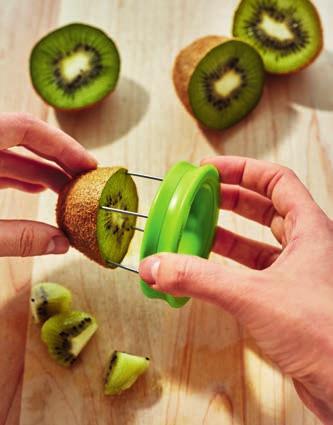 Simply cut the kiwi in half, insert and twist for mess-free peeling and quartering. 2694743 $6.