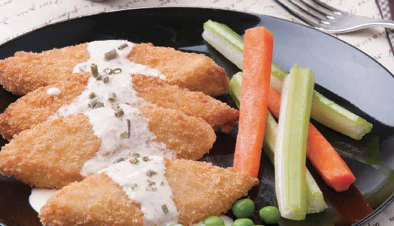 dry Season with salt and pepper Coat with layers of flour and egg Brush the fish fillet with