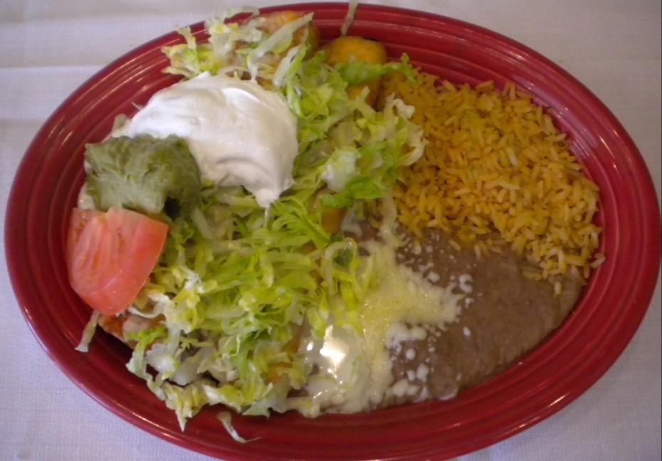 99 Cheese or chicken enchilada with rice and beans. Speedy Gonzales - 4.49 One enchilada, one taco and choice of rice or beans. Taco Salad - 4.