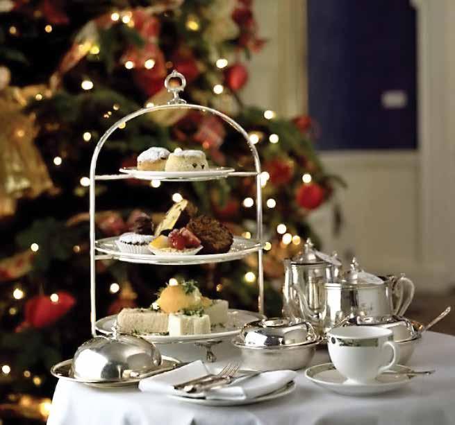 .. Enjoy a selection of dainty sandwiches, including roast turkey and cranberry sauce, homemade scones served with strawberry jam and clotted cream, mince pies, festive cakes and your choice of tea