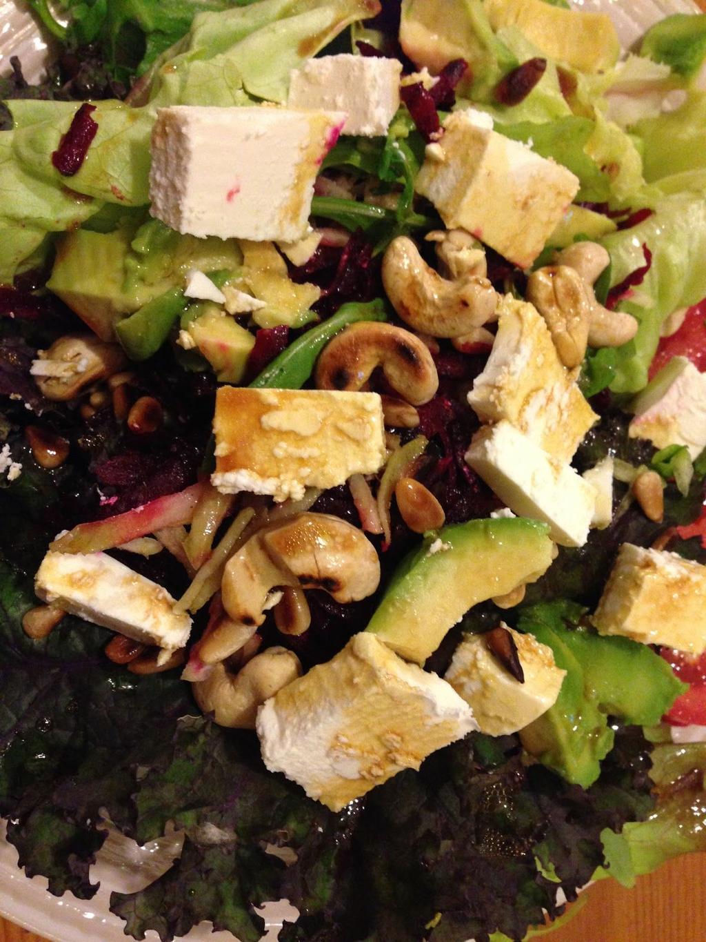 Feta, Cashew & Avocado Salad Salad 50gm feta, crumbled ¼ cup cashew nuts, slightly roasted 2 bunches salad leaves ½ avocado, cubed Balsamic Dressing 1 tablespoon balsamic vinegar ½ tablespoon olive