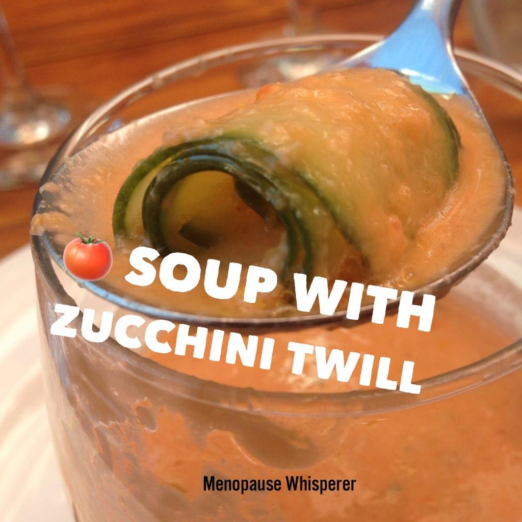 Tomato & Zucchini Soup 4 Tbs olive oil 1 onion, rough chopped 3 cloves garlic 4 cups zucchini, rough chopped 8 cups tomatoes 4 cups chicken stock (or water) Ready in 40 minutes Serves 6 people 1.