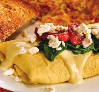 19 Mediterranean Slow-roasted tomatoes, fresh spinach and Mediterranean Feta cheese, topped with hollandaise sauce. 13.