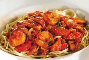 Tossed with a spicy Creole sauce and served over thin spaghetti. No sides 11.